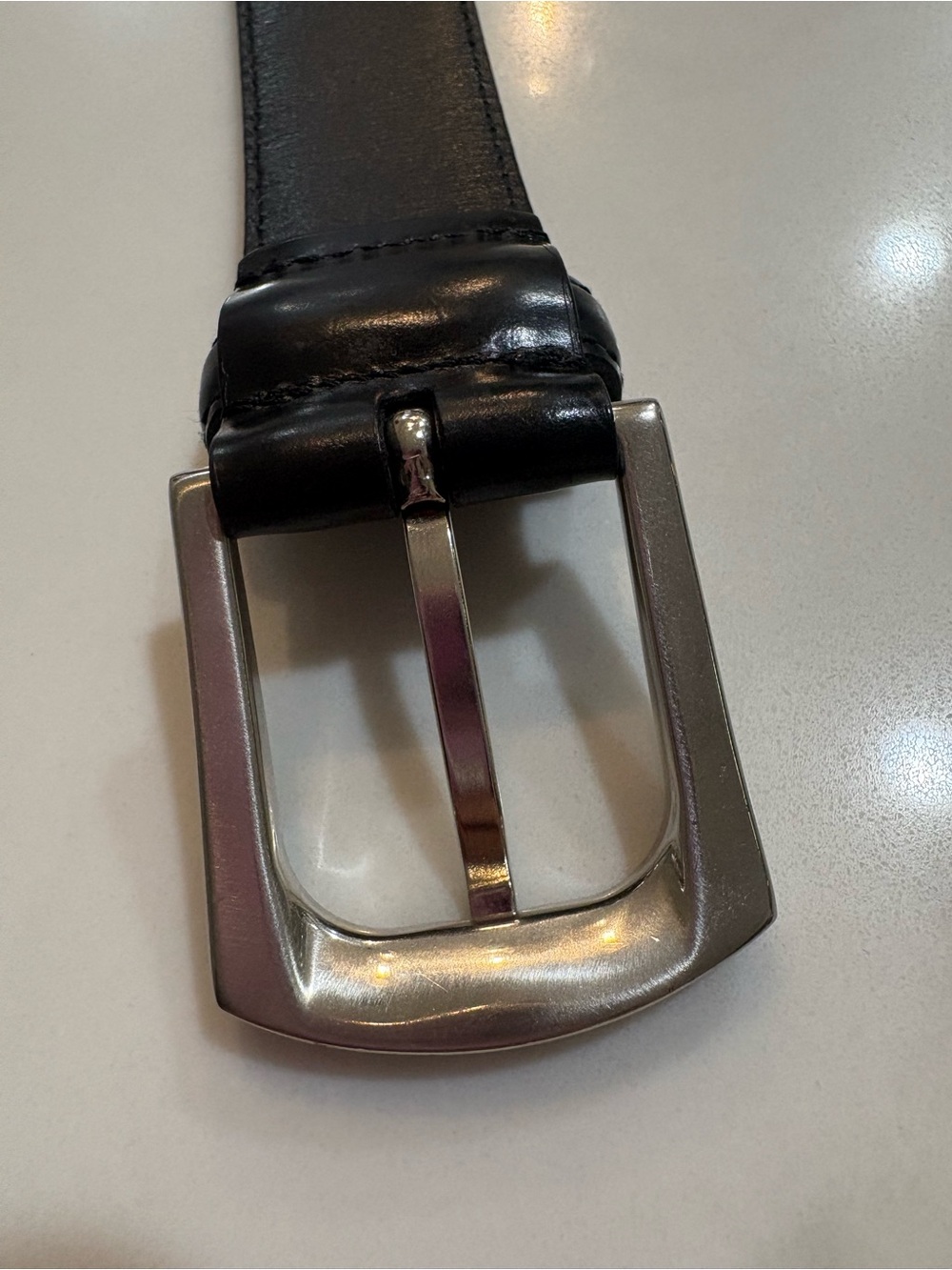 Prada Black Leather Belt with Silver-Tone Buckle - Picture 4 of 12
